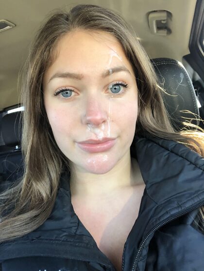 drove the whole way home with cum on my face 
