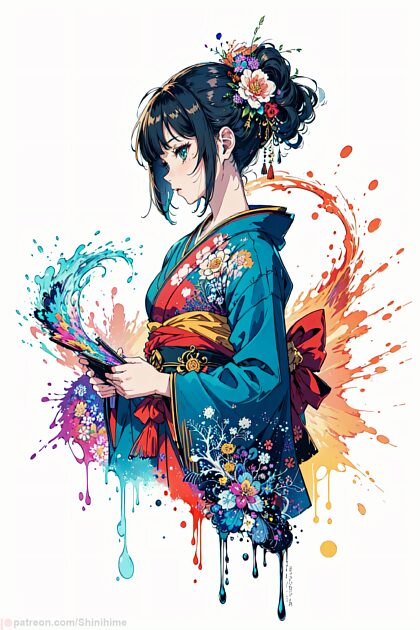Waifus wearing kimono