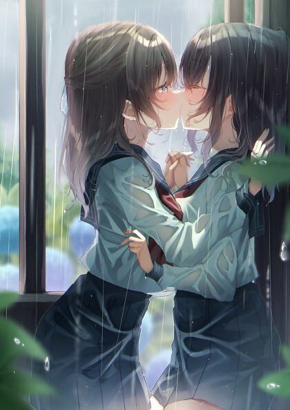 雨の中でキス