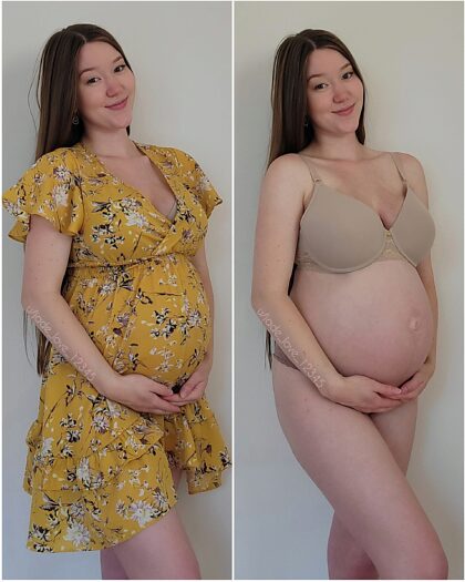 Möchten Sie meinen schwangeren Bauch lieber in meinem Sommerkleid oder nicht?