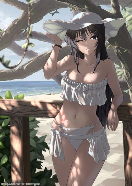 Mai-san op het strand