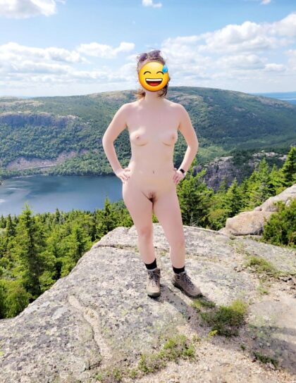Having fun on a hike. Do you think everyone down at the pond saw me?