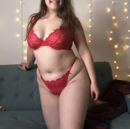 Thick, chubby body in some red lingerie