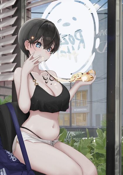 Munching on some Pizza