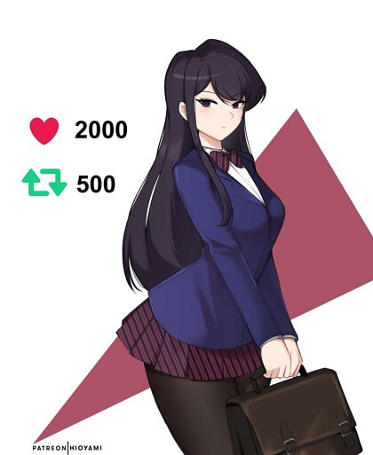 komi san when receives a like the less clothes has