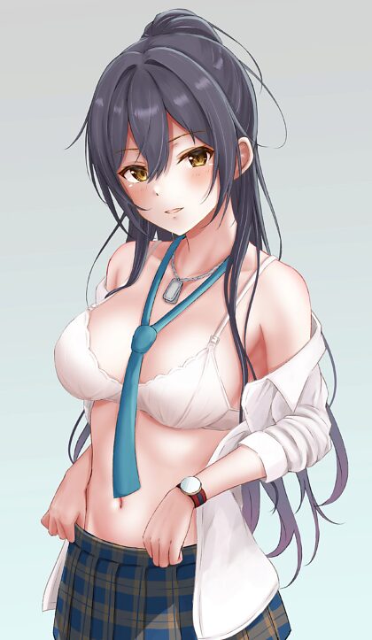 Schoolgirl Sakuya undressing for Producer