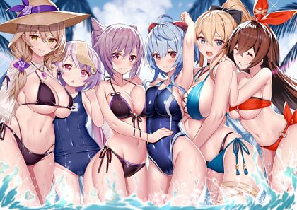 Genshin girls at the beach