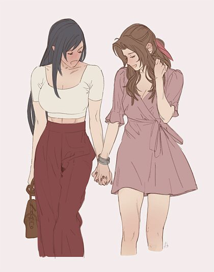 Aerith and Tifa on a date