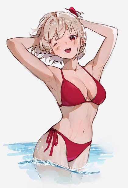 Chisato en bikini rouge