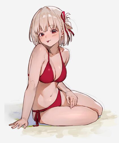 Chisato en bikini rojo