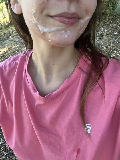 We went for a hike and I ended up covered in cum