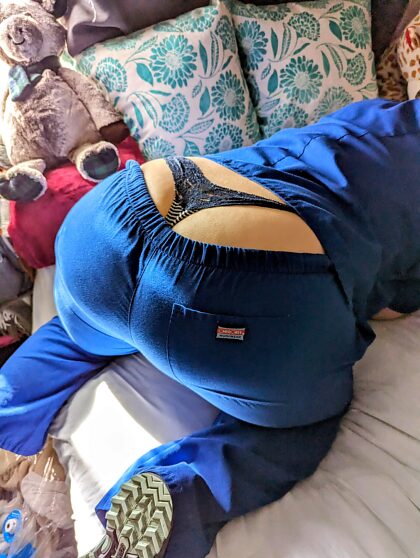 My wife's big ass in a thong before leaving for work!