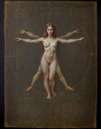 De vrouw van Vitruvius van Leonardo da Vinci