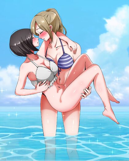Beijando na praia