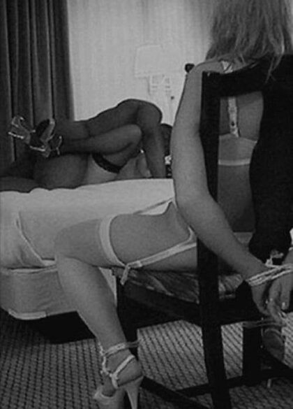 Being tied up and denied, while he fucks a hot girl, makes me the wettest 