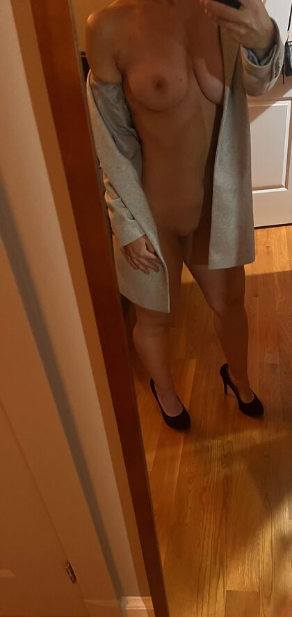 42F What do you think about going on a date with me where I only wear the coat and heels?