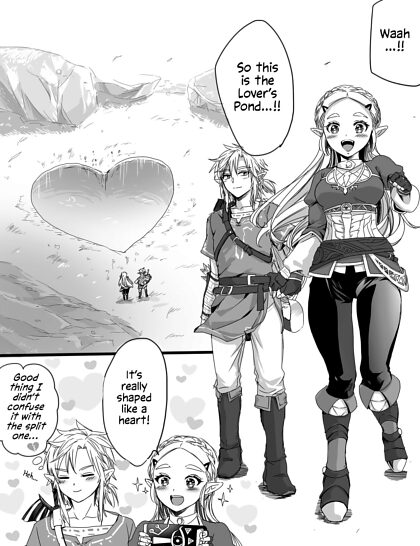 Link and Zelda visit the Lovers Pond