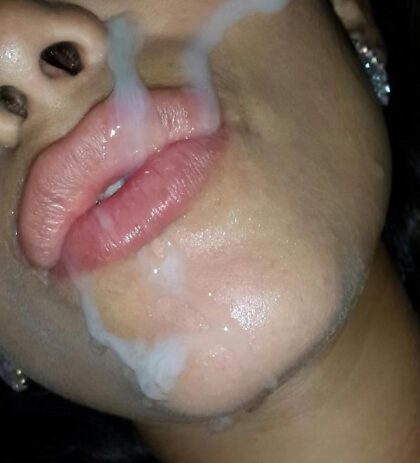Cum covered lips