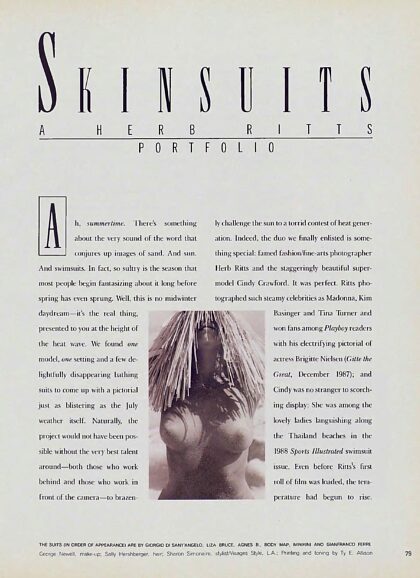 Cindy Crawford par Herb Ritts pour Playboy Magazine, juillet 1988