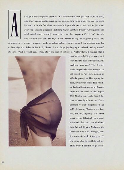 Cindy Crawford, Herb Ritts, Playboy Magazine, 1988년 7월