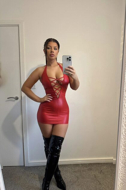 Tight dresses look the best with thigh high boots 