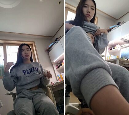 Linda punheta e boquete de garota coreana
