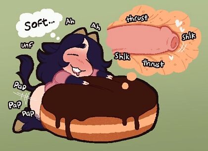 Schattige futa die een donut vult