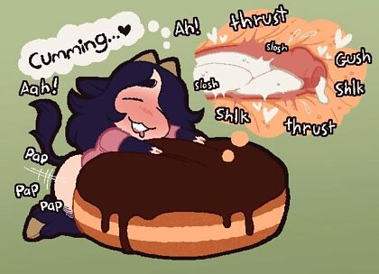 Schattige futa die een donut vult