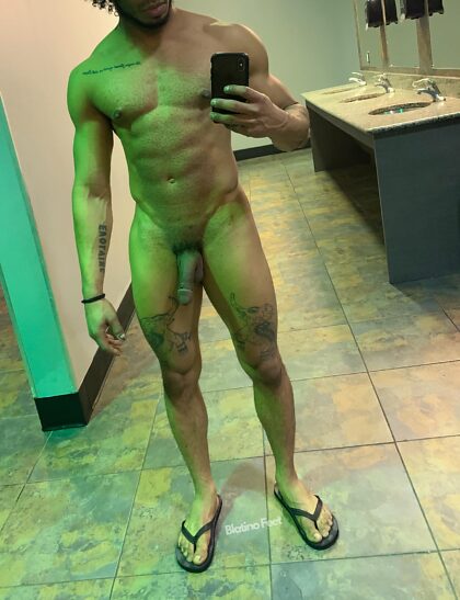 Showing off in the locker room 