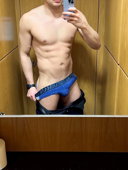 Today’s work undies. Still waiting to be fucked in the bathroom…