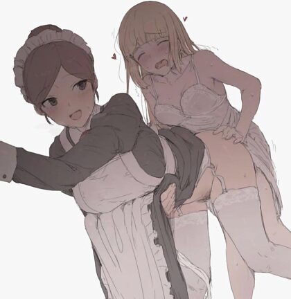 Girl getting served by her maids