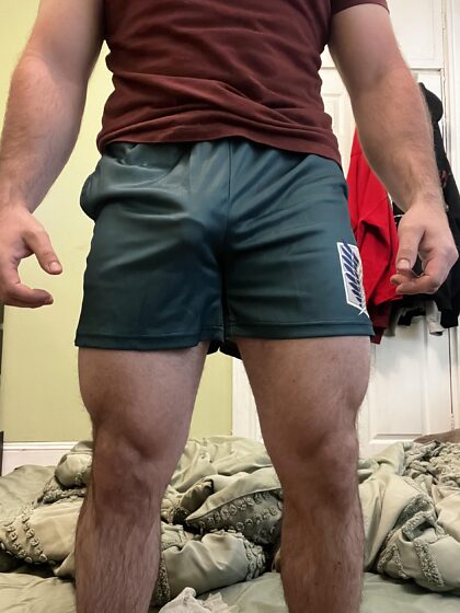 Tenho alguns shorts de ginástica novos, garotos.  Acha que eles vão levar uma surra?