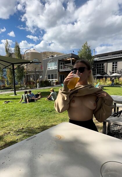 Flashing my tits at the brewery ;)