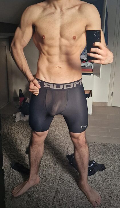 Pull my compression shorts down and start sucking. Now.