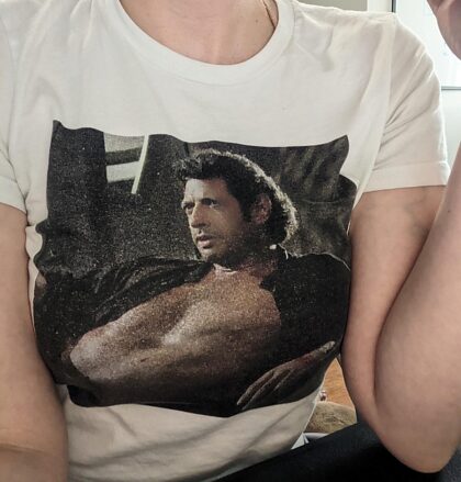 Swipe if you want to see under this sick Jeff Goldblum shirt