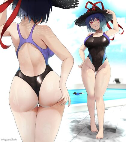 Iku in a competitive swimsuit