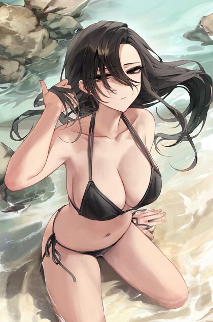 Hermosa chica en bikini negro