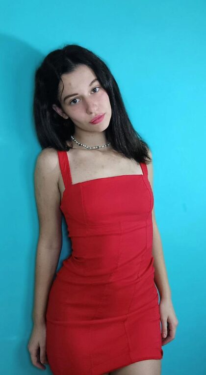 Espero ficar bem com meu vestido vermelho
