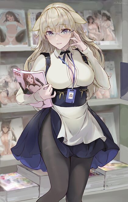 The cute girl that works at the hentai store