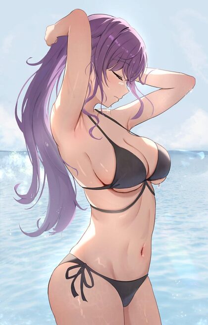 Gorgeous Asahina in her hot black bikini