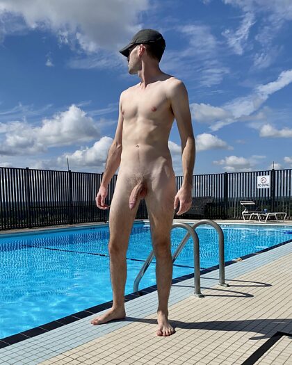 Enjoying the public pool