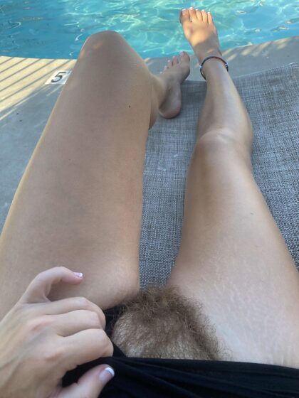 What if you saw that I had a hairy pussy at the pool, would you say hi?