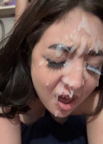 Fucked hard with big cumshot on my face