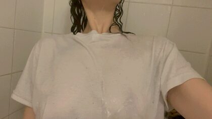 oops I got my white t-shirt all wet and see through