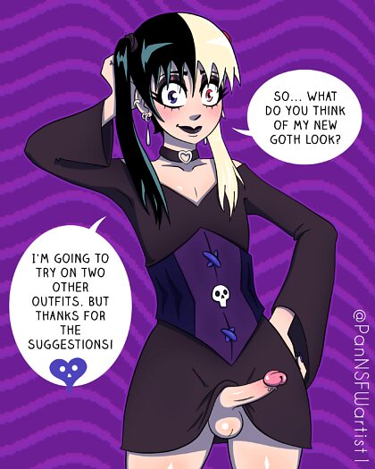 Amy, de Goth Femboy.  1 van de 3 versies gekozen door JOU