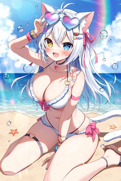 Catgirl qui aime la plage