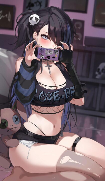 Goth girl taking a photo