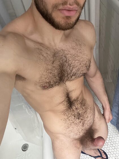 Me and the hairy boner before our shower