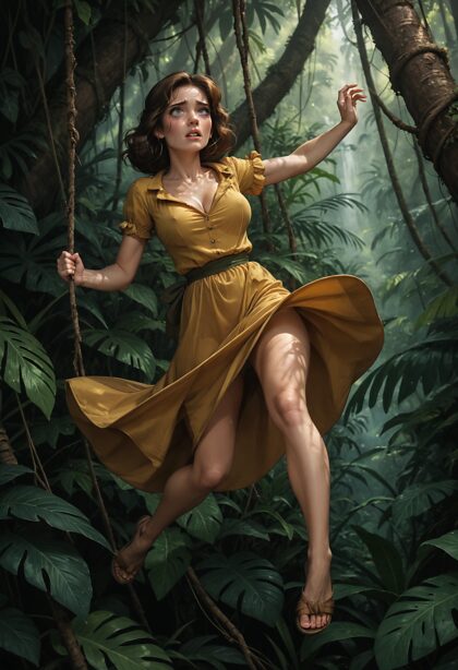 Jane Porter fait une chute et rencontre ensuite Tarzan