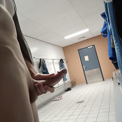 Back in the changing room showing of my dong